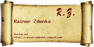 Rainer Zdenka névjegykártya